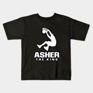 Asher Custom Player Basketball Your Name The King Kids T-Shirt